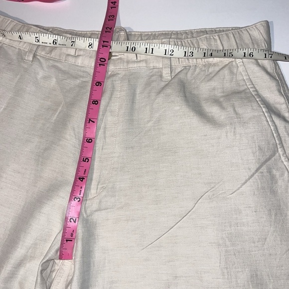 UNIQLO Womens Cotton Linen Blend Crème High Rise Pants Size Large - Picture 9 of 11